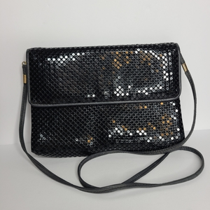 WHITING & DAVIS Black Metal Mesh Crossbody Shoulder‎ Bag Purse